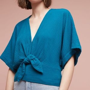 Floreat Anthropologie Raeka Tie Front Blouse